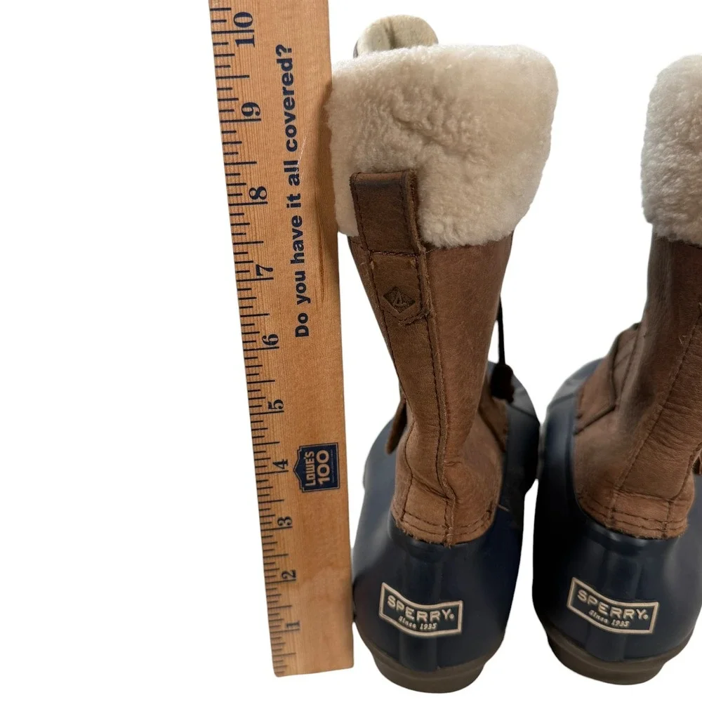 Sperry‎ Saltwater Misty Thinsulate Duck Boot 9 M Brown Navy Leather Shearling